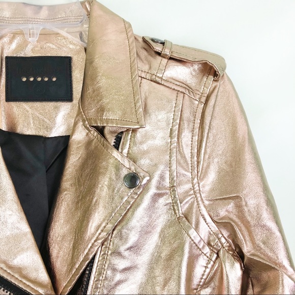 BlankNYC Rose Gold Jacket Leather Moto Jacket Sz S - Picture 4 of 8